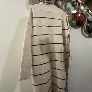 Abbot Main Beige and Black Striped Turtleneck Sweater